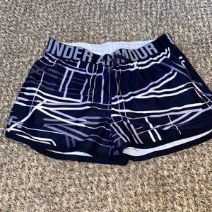 Under Armour Black, White, and Grey Athletic Running Shorts